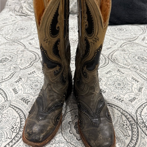 Lucchese Ombré Pearl Goat Square Toe Cowboy Boots - Picture 2 of 16